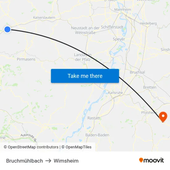 Bruchmühlbach to Wimsheim map
