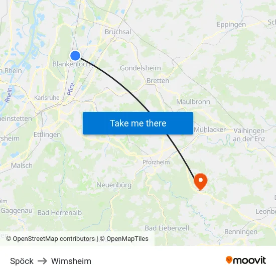 Spöck to Wimsheim map