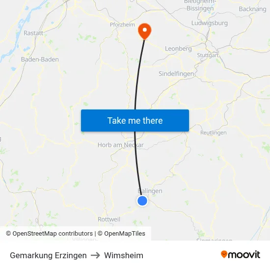 Gemarkung Erzingen to Wimsheim map