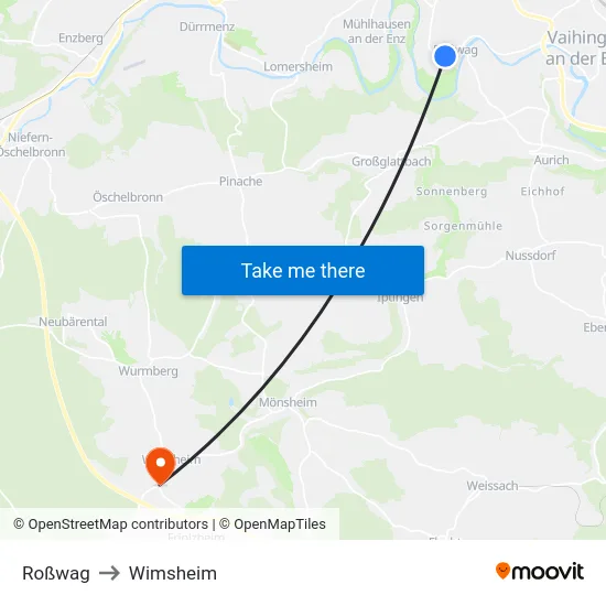 Roßwag to Wimsheim map