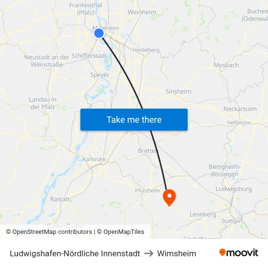 Ludwigshafen-Nördliche Innenstadt to Wimsheim map