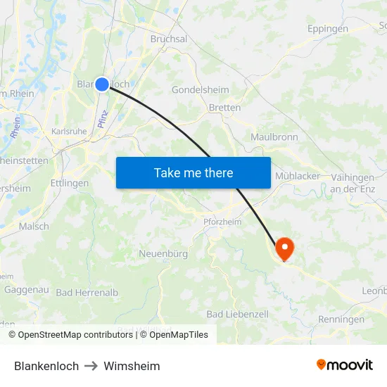 Blankenloch to Wimsheim map