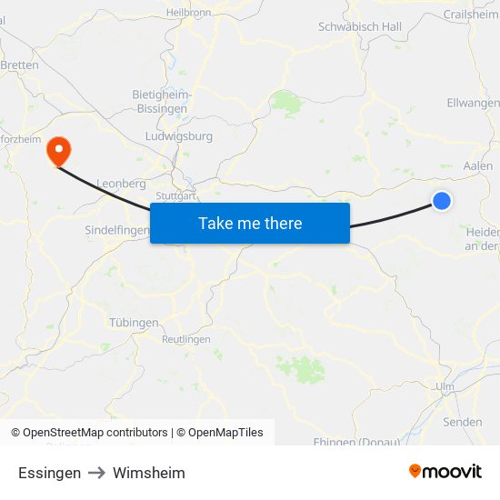 Essingen to Wimsheim map