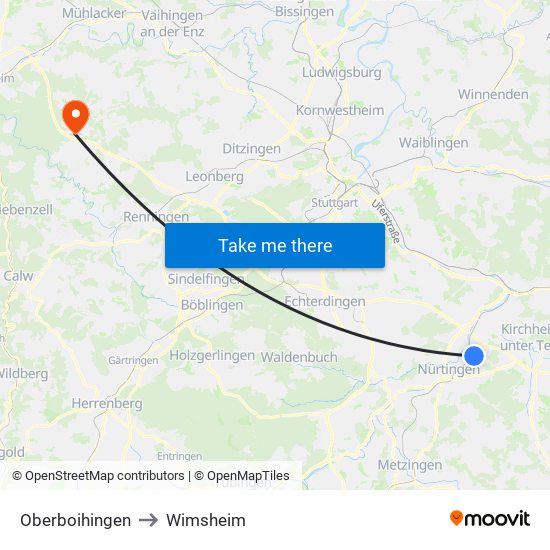 Oberboihingen to Wimsheim map