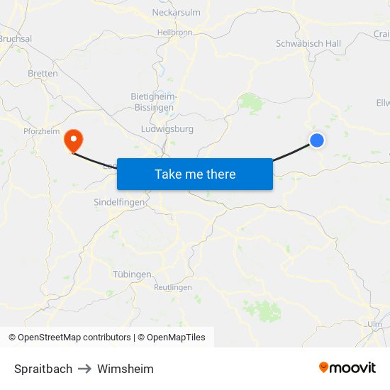 Spraitbach to Wimsheim map