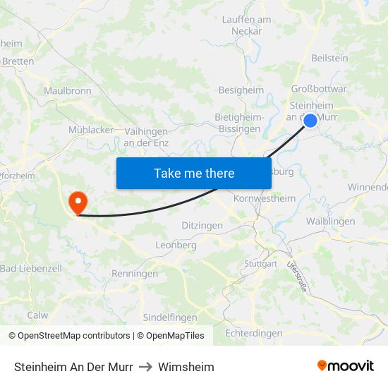 Steinheim An Der Murr to Wimsheim map