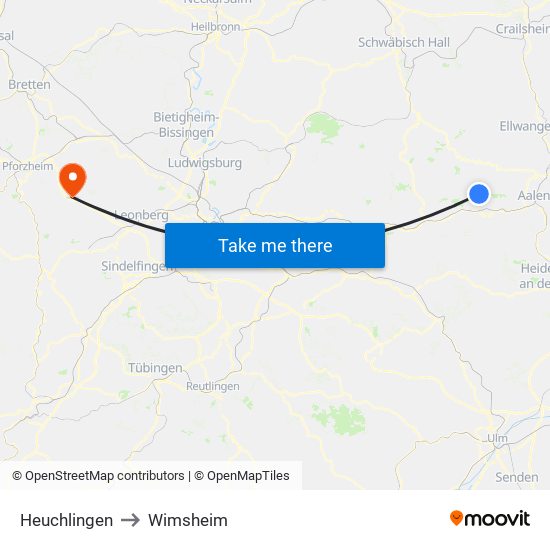 Heuchlingen to Wimsheim map