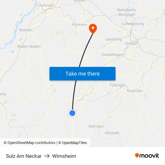 Sulz Am Neckar to Wimsheim map