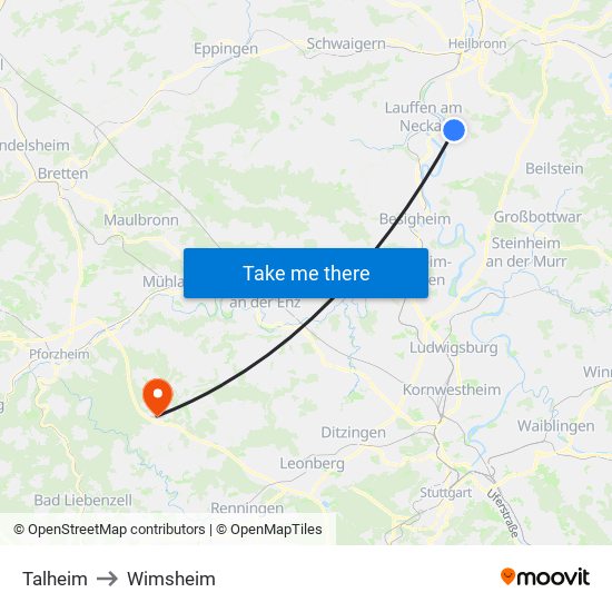 Talheim to Wimsheim map