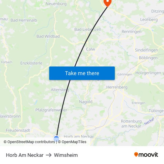 Horb Am Neckar to Wimsheim map