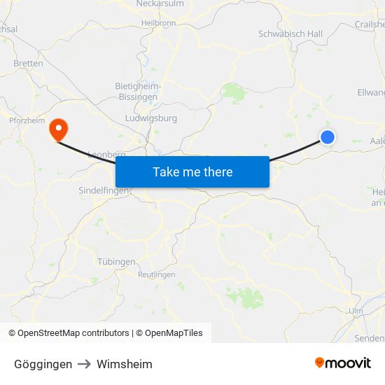 Göggingen to Wimsheim map
