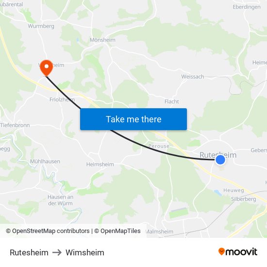 Rutesheim to Wimsheim map