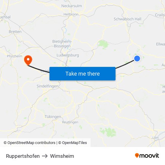 Ruppertshofen to Wimsheim map