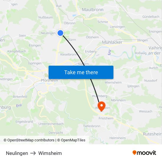Neulingen to Wimsheim map