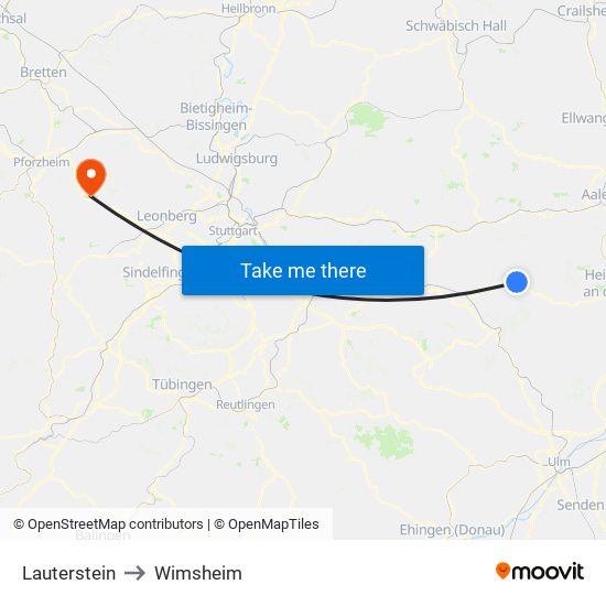 Lauterstein to Wimsheim map