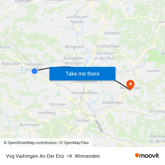 Vvg Vaihingen An Der Enz to Winnenden map