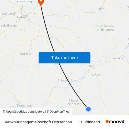 Verwaltungsgemeinschaft Ochsenhausen to Winnenden map