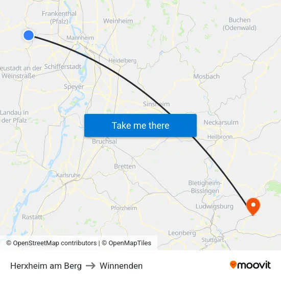 Herxheim am Berg to Winnenden map