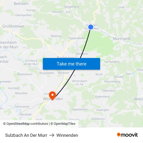 Sulzbach An Der Murr to Winnenden map