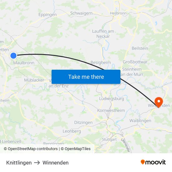 Knittlingen to Winnenden map