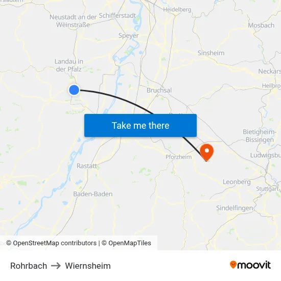 Rohrbach to Wiernsheim map