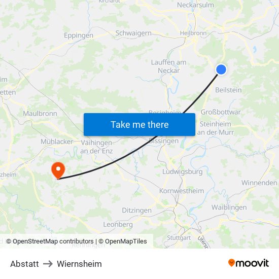 Abstatt to Wiernsheim map