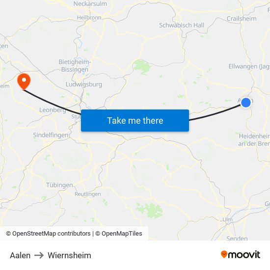 Aalen to Wiernsheim map