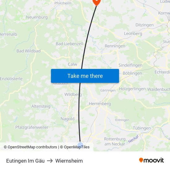 Eutingen Im Gäu to Wiernsheim map