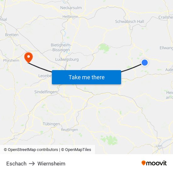 Eschach to Wiernsheim map