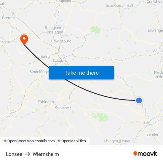 Lonsee to Wiernsheim map