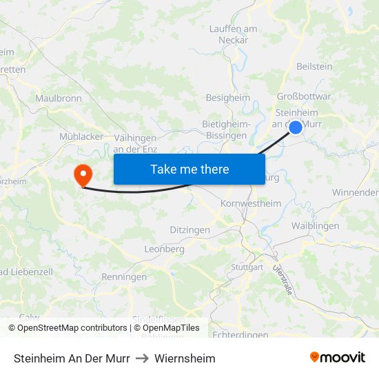Steinheim An Der Murr to Wiernsheim map
