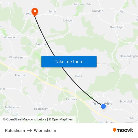 Rutesheim to Wiernsheim map