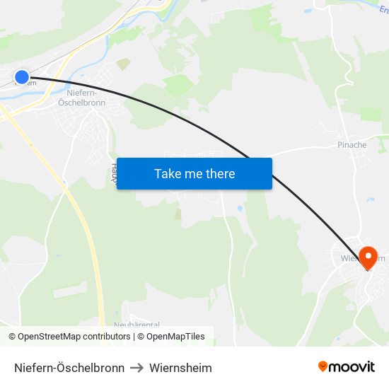 Niefern-Öschelbronn to Wiernsheim map