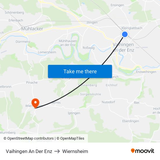 Vaihingen An Der Enz to Wiernsheim map