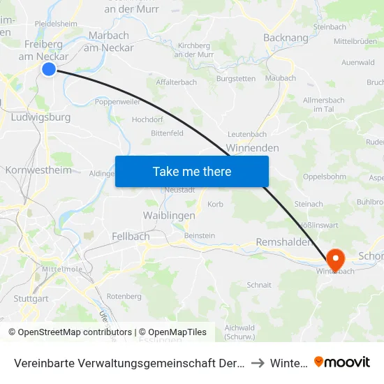 Vereinbarte Verwaltungsgemeinschaft Der Stadt Freiberg am Neckar to Winterbach map