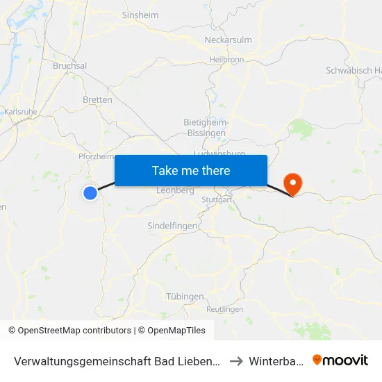 Verwaltungsgemeinschaft Bad Liebenzell to Winterbach map
