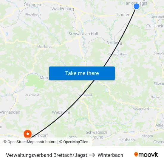 Verwaltungsverband Brettach/Jagst to Winterbach map