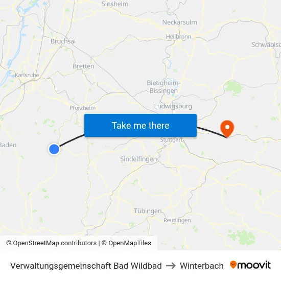 Verwaltungsgemeinschaft Bad Wildbad to Winterbach map