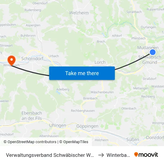 Verwaltungsverband Schwäbischer Wald to Winterbach map