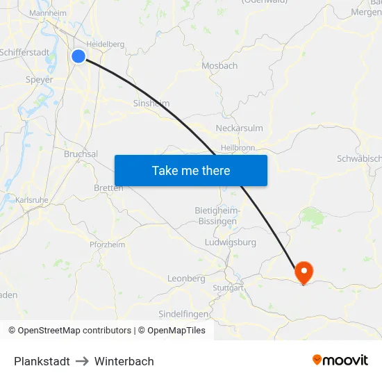 Plankstadt to Winterbach map