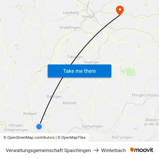 Verwaltungsgemeinschaft Spaichingen to Winterbach map