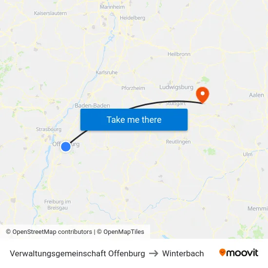 Verwaltungsgemeinschaft Offenburg to Winterbach map