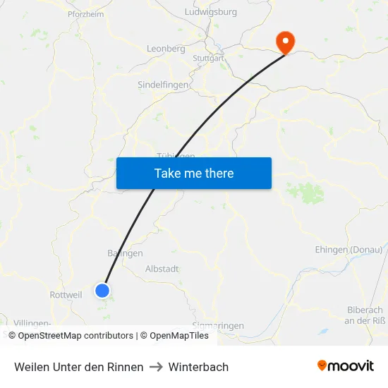 Weilen Unter den Rinnen to Winterbach map