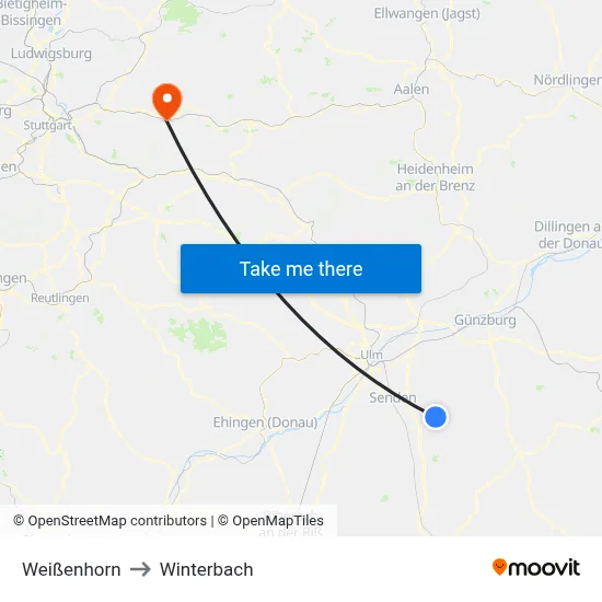 Weißenhorn to Winterbach map