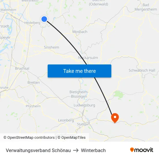 Verwaltungsverband Schönau to Winterbach map