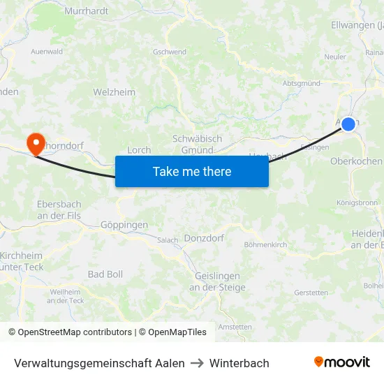 Verwaltungsgemeinschaft Aalen to Winterbach map