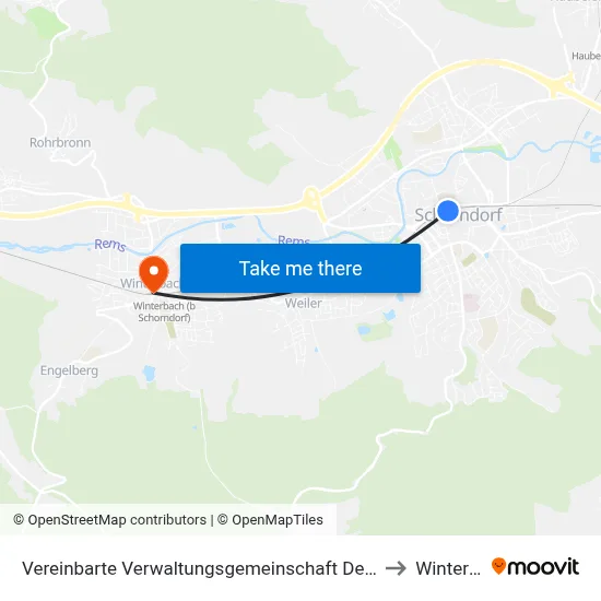 Vereinbarte Verwaltungsgemeinschaft Der Stadt Schorndorf to Winterbach map