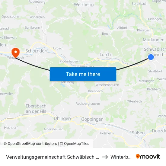Verwaltungsgemeinschaft Schwäbisch Gmünd to Winterbach map