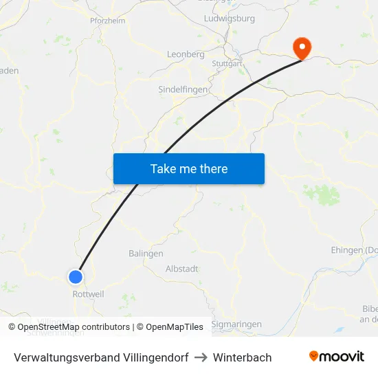 Verwaltungsverband Villingendorf to Winterbach map