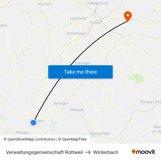 Verwaltungsgemeinschaft Rottweil to Winterbach map